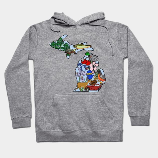 Michigan State Symbols Art Hoodie by Whereabouts Shop